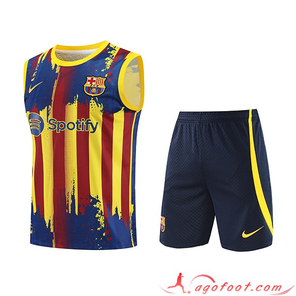 Ensemble Training Debardeur + Shorts FC Barcelone Jaune/Rouge/Bleu 2023/2024