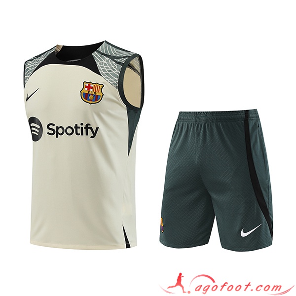 Ensemble Training Debardeur + Shorts FC Barcelone Jaune 2023/2024 -03