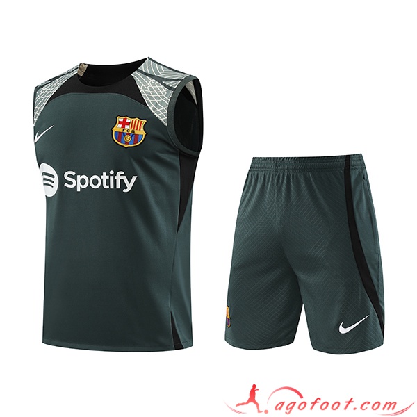 Ensemble Training Debardeur + Shorts FC Barcelone Vert 2023/2024 -03