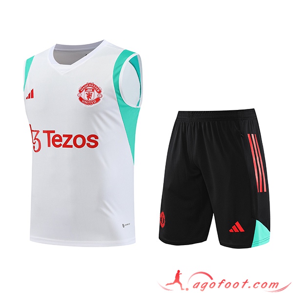 Ensemble Training Debardeur + Shorts Manchester United Blanc 2023/2024 -02