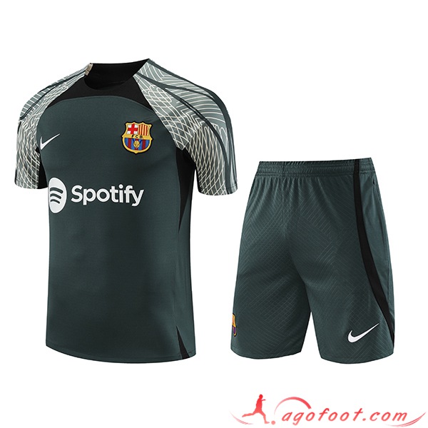 Ensemble Training T-Shirts + Shorts Jordan FC Barcelone Vert 2023/2024 -02