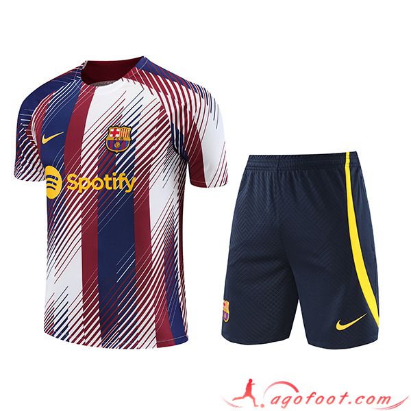 Ensemble Training T-Shirts + Shorts Jordan FC Barcelone Bleu/Blanc/Rouge 2023/2024