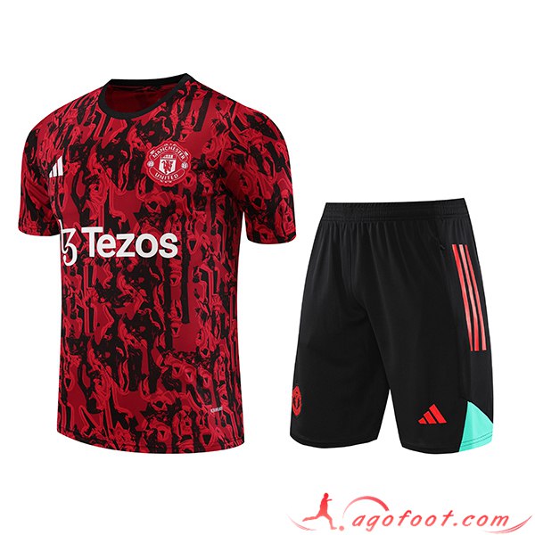 Ensemble Training T-Shirts + Shorts Jordan Manchester United Rouge 2023/2024