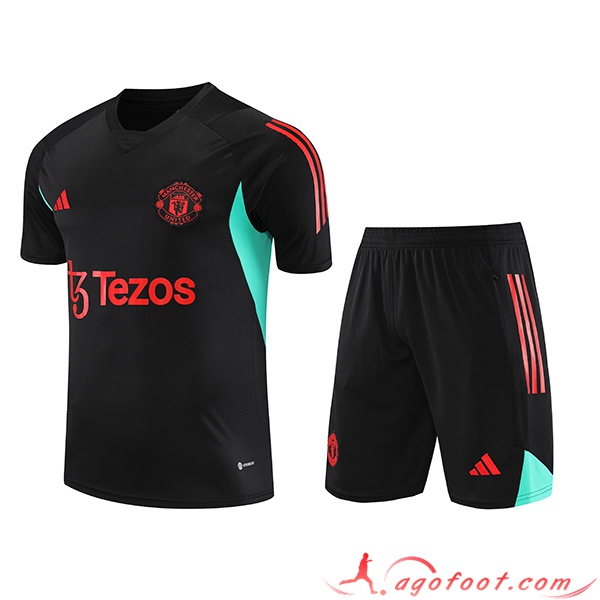 Ensemble Training T-Shirts + Shorts Jordan Manchester United Noir 2023/2024