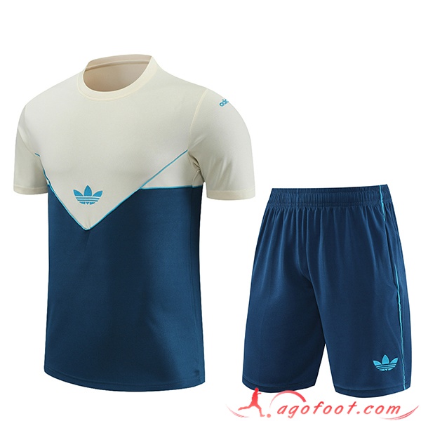 Ensemble Training T-Shirts + Shorts Adidas Blanc/Bleu 2023/2024