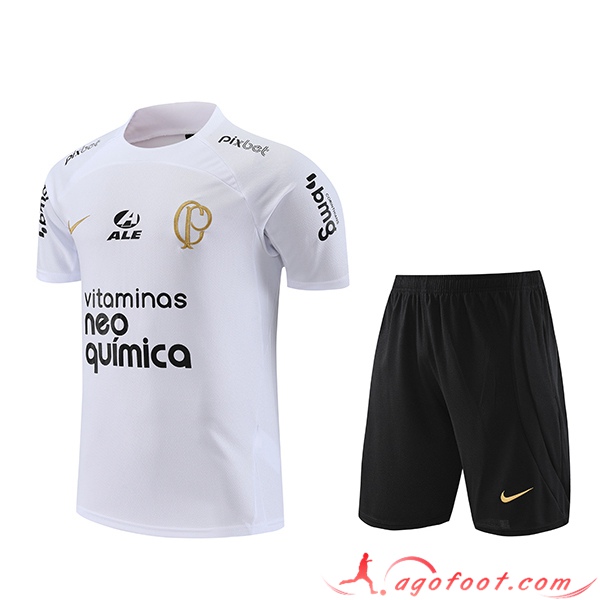 Ensemble Training T-Shirts + Shorts Corinthians Blanc 2023/2024 -02