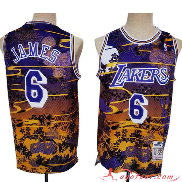 Maillot Los Angeles Lakers (JAMES #6) 2023/24 Pourpre/Jaune -02