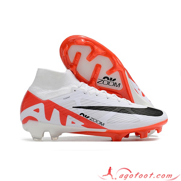 Nike Chaussures de Foot Air Zoom Mercurial Superfly IX Elite FG Blanc/Orange -02