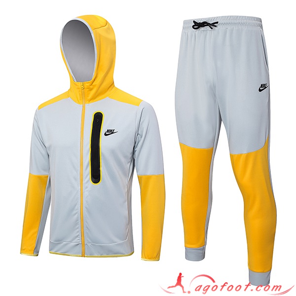Ensemble Survetement Veste A Capuche Coupe-Vent Nike Gris Clair 2023/2024