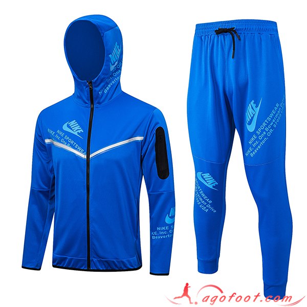 Ensemble Survetement Veste A Capuche Coupe-Vent Nike Bleu 2023/2024