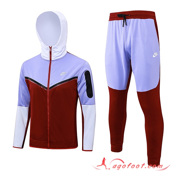 Ensemble Survetement Veste A Capuche Coupe-Vent Nike Rouge/Pourpre 2023/2024 -02