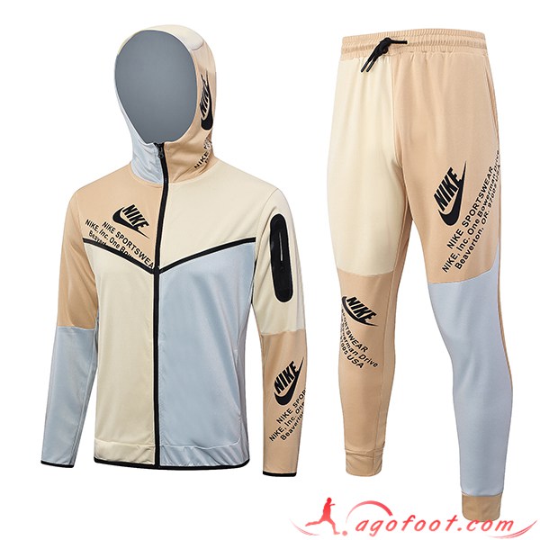 Ensemble Survetement Veste A Capuche Coupe-Vent Nike Jaune/Gris 2023/2024