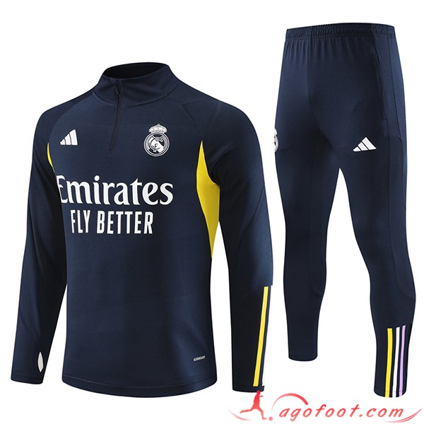 Ensemble Survetement de Foot Real Madrid Bleu Marine 2023/2024 -02