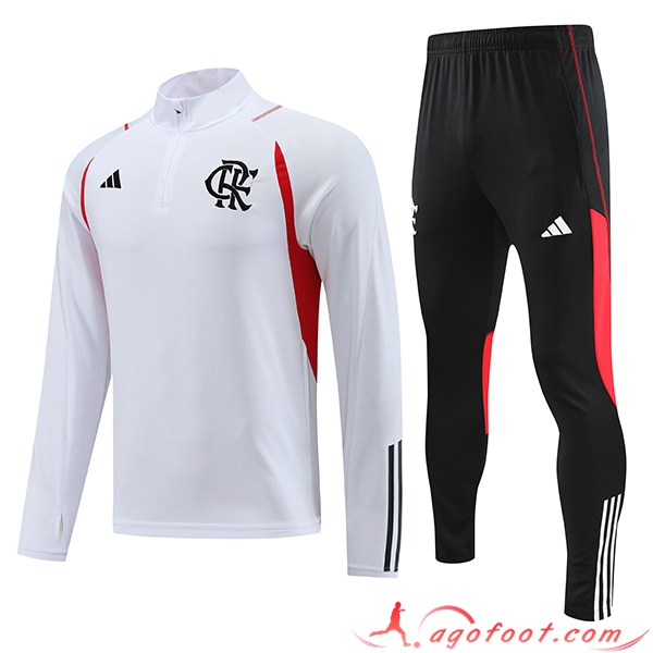 Ensemble Survetement de Foot Flamengo Blanc 2023/2024