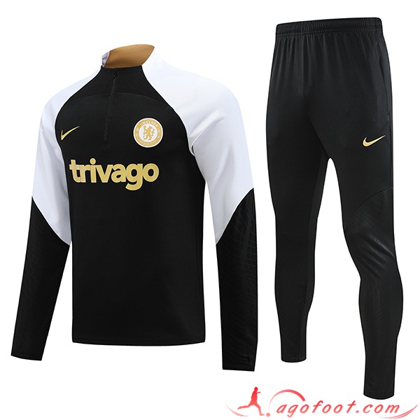 Ensemble Survetement de Foot FC Chelsea Noir 2023/2024