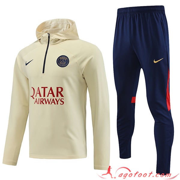 Ensemble Survetement Veste A Capuche PSG Blanc 2023/2024