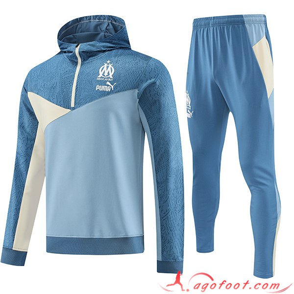 Ensemble Survetement Veste A Capuche Marseille Bleu Clair 2023/2024