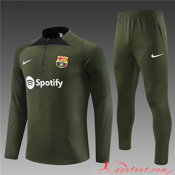 Ensemble Survetement de Foot FC Barcelone Enfant Vert 2023/2024 -04
