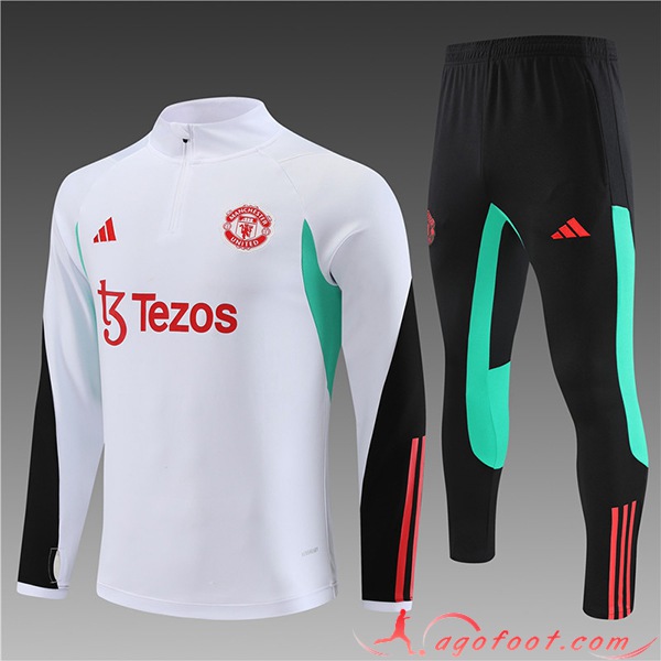 Ensemble Survetement de Foot Manchester United Enfant Blanc 2023/2024 -03
