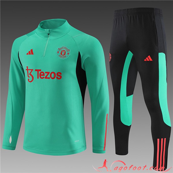 Ensemble Survetement de Foot Manchester United Enfant Vert 2023/2024