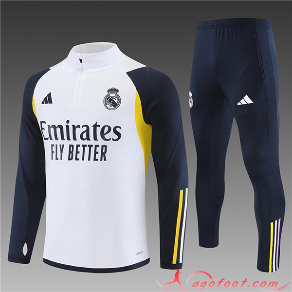Ensemble Survetement de Foot Real Madrid Enfant Blanc 2023/2024