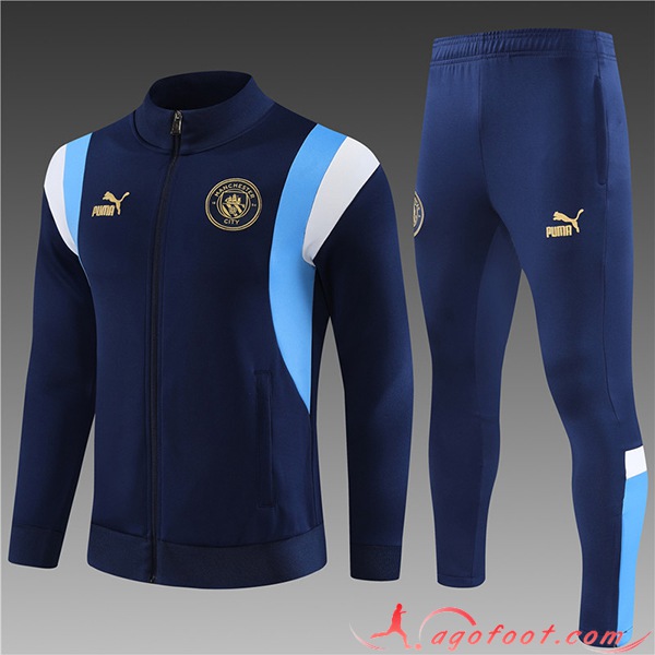 Ensemble Survetement de Foot - Veste Manchester City Enfant Bleu Marine 2023/2024