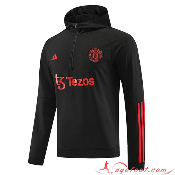 Sweatshirt Training Capuche Manchester United Noir 2023/2024