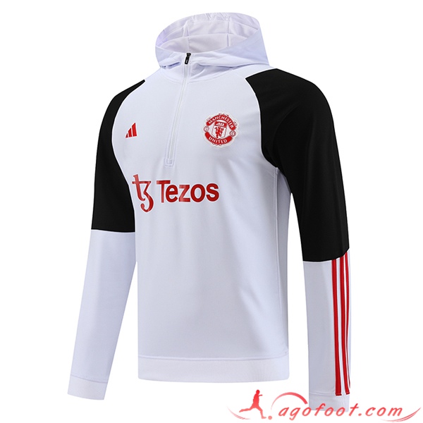 Sweatshirt Training Capuche Manchester United Blanc 2023/2024