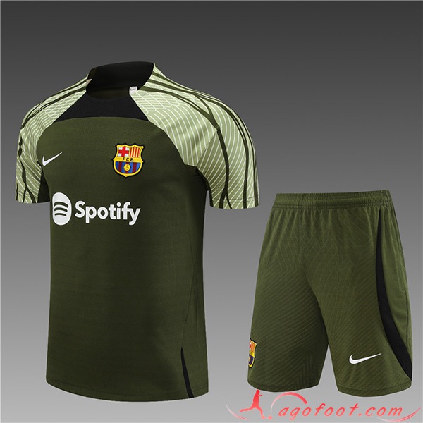 Ensemble Training T-Shirts + Shorts FC Barcelone Enfant Vert 2023/2024