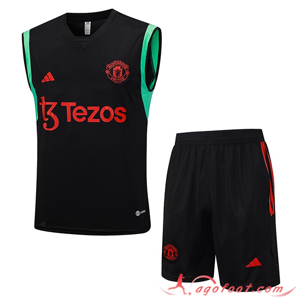 Ensemble Training Debardeur + Shorts Manchester United Noir 2023/2024 -05