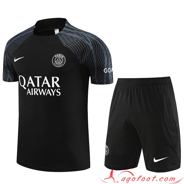 Ensemble Training T-Shirts + Shorts PSG Noir 2023/2024 -02