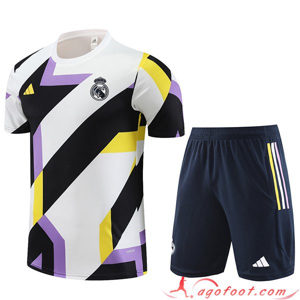 Ensemble Training T-Shirts + Shorts Real Madrid Noir/Blanc 2023/2024