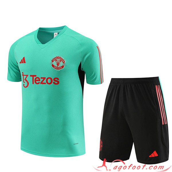 Ensemble Training T-Shirts + Shorts Manchester United Vert 2023/2024 -02