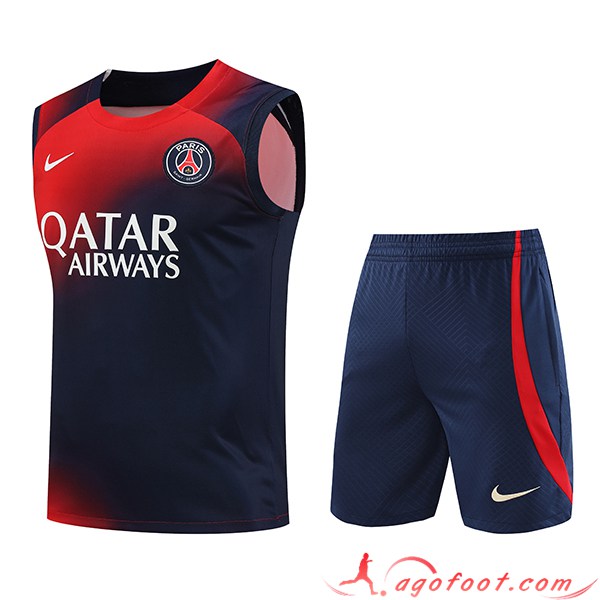 Ensemble Training Debardeur + Shorts PSG Rouge/Bleu 2023/2024 -02