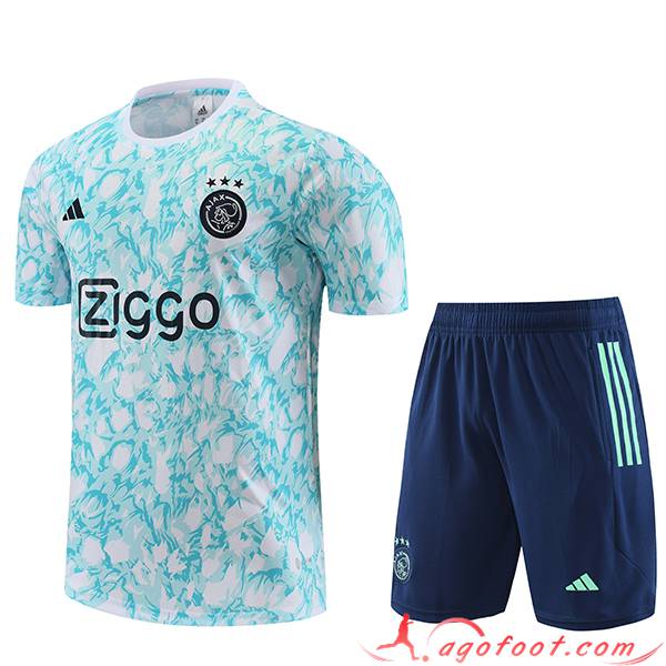 Ensemble Training T-Shirts + Shorts Ajax Bleu Clair 2023/2024 -02