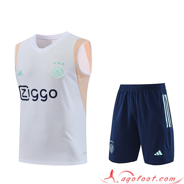 Ensemble Training Debardeur + Shorts Ajax Blanc 2023/2024 -02