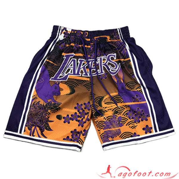 Shorts NBA Los Angeles Lakers 2023/24 Jaune/Pourpre