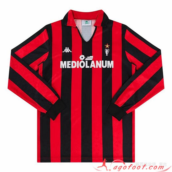 Maillot de Foot Milan AC Retro Domicile Manches Longues 1989/1990