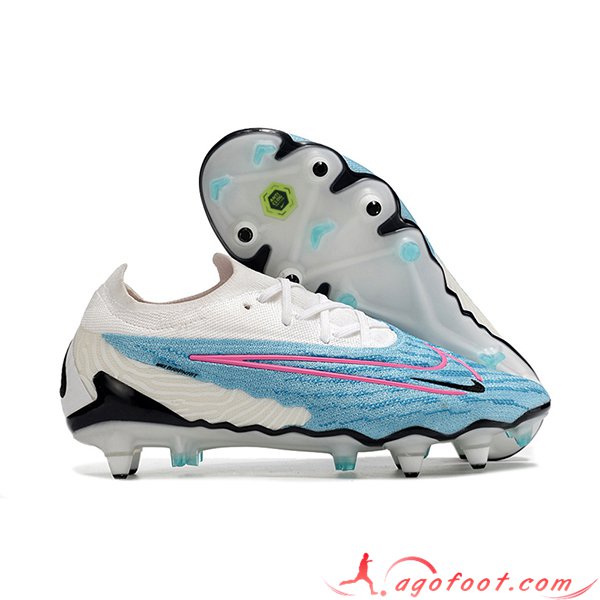 Nike Chaussures de Foot Phantom GX Elite Link PRO SG Anti Clog Blanc/Bleu