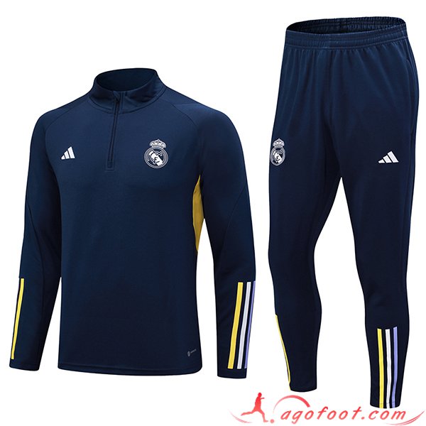 Ensemble Survetement de Foot Real Madrid Bleu Marine 2023/2024 -04