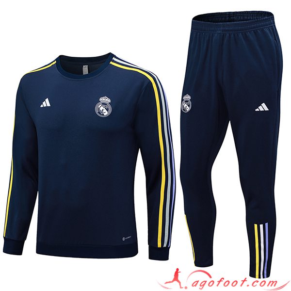 Ensemble Survetement de Foot Real Madrid Bleu Marine 2023/2024 -03