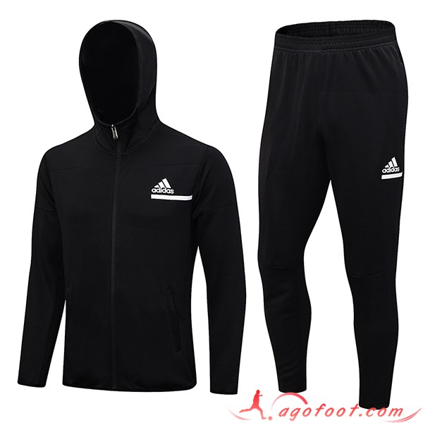 Ensemble Survetement Veste A Capuche Coupe-Vent Adidas Noir 2023/2024