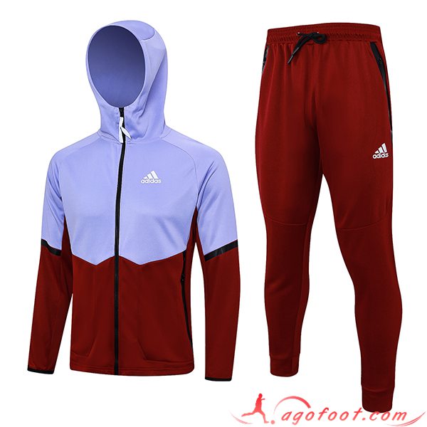 Ensemble Survetement Veste A Capuche Coupe-Vent Adidas Pourpre/Rouge 2023/2024