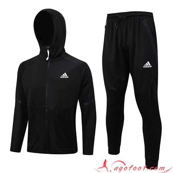 Ensemble Survetement Veste A Capuche Coupe-Vent Adidas Noir 2023/2024 -02