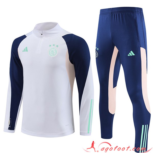 Ensemble Survetement de Foot Ajax Blanc 2023/2024 -02