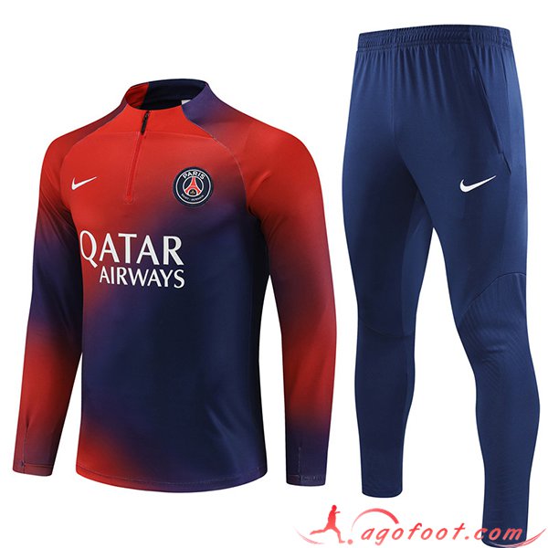 Ensemble Survetement de Foot PSG Rouge/Bleu 2023/2024