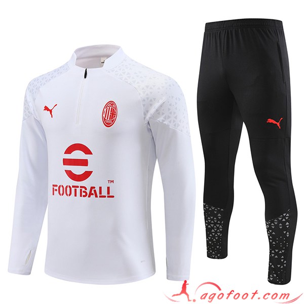 Ensemble Survetement de Foot Milan AC Blanc 2023/2024