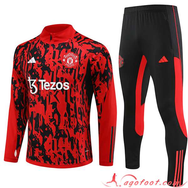 Ensemble Survetement de Foot Manchester United Rouge/Noir 2023/2024
