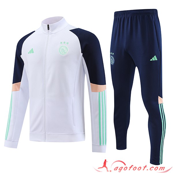 Ensemble Survetement de Foot - Veste Ajax Blanc 2023/2024