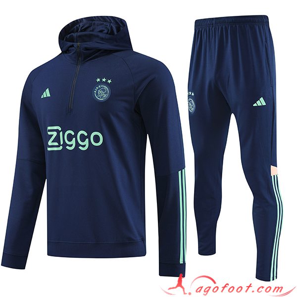 Ensemble Survetement Veste A Capuche Ajax Bleu Marine 2023/2024